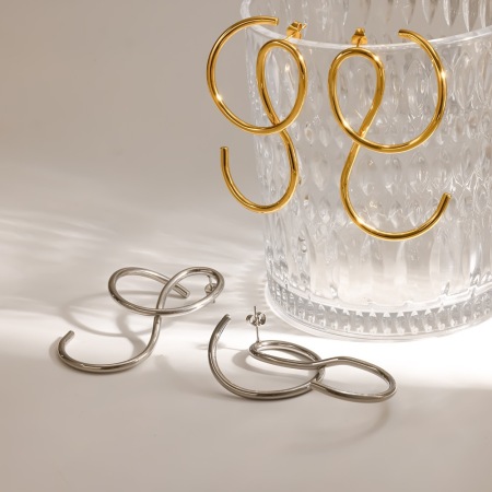 Boucles d'oreilles puces pour femmes, en acier inoxydable, étanches, couleur or, forme linéaire 2