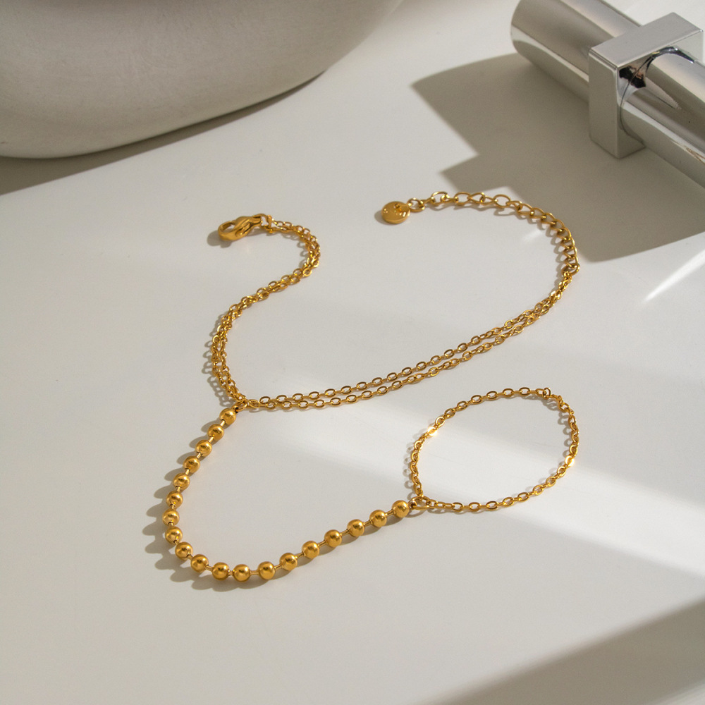 Chaîne De Main Pour Femme En Acier Inoxydable, Perles, Étanche, Couleur Or h5Image2