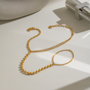 Chaîne De Main Pour Femme En Acier Inoxydable, Perles, Étanche, Couleur Or h5 Image2