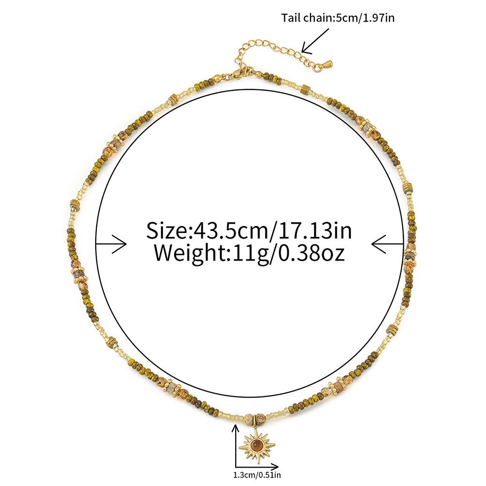 Ensembles De Colliers Pour Femmes, Collection Rétro Classique, Perles Soleil, Pierres Naturelles, Couleur Or 