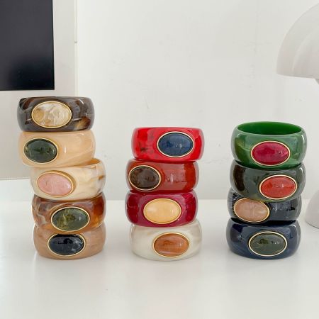Bracelets pour femmes en résine à dégradé de couleurs rétro