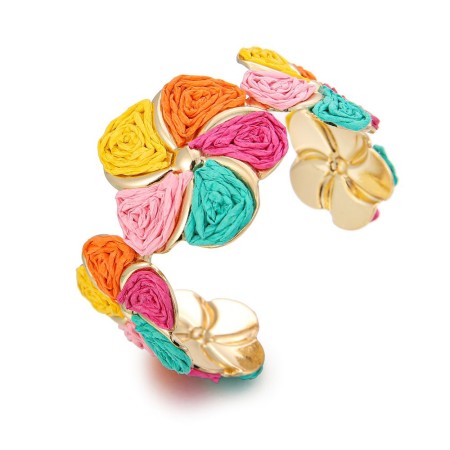 Bracelets pour femmes en raphia tissé à motif floral de vacances, collection Simple 2
