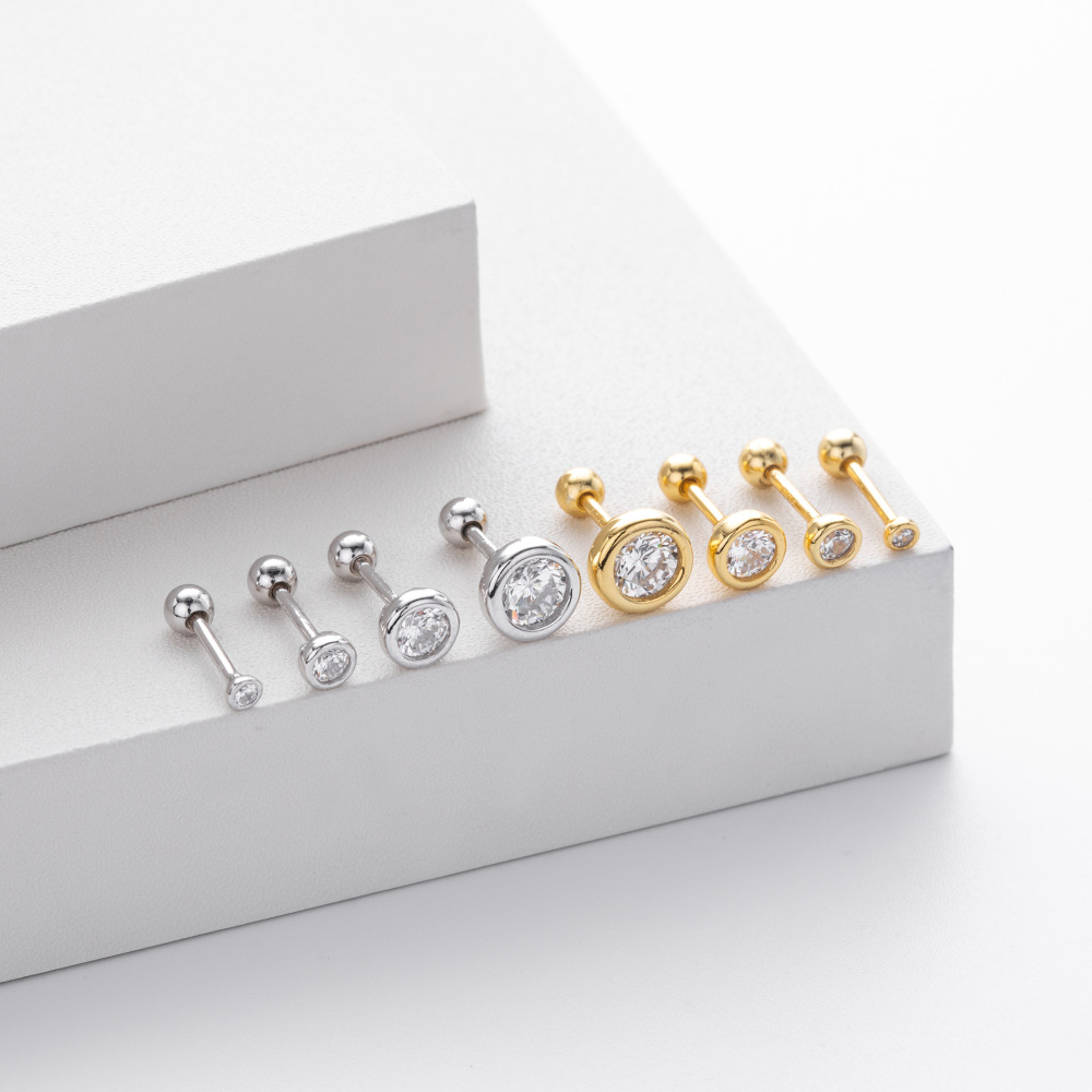 Boucles D'Oreilles Simples Pour Femmes, Forme Irrégulière, Plaquées Rhodium Et Ornées De Zircon, En Argent Sterling 925. h5Image2