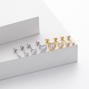 Boucles D'Oreilles Simples Pour Femmes, Forme Irrégulière, Plaquées Rhodium Et Ornées De Zircon, En Argent Sterling 925. h5 Image2