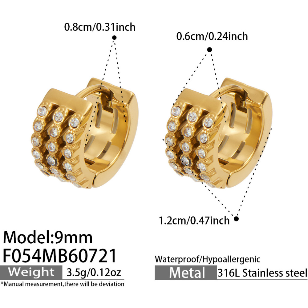Boucles D'Oreilles Créoles Pour Femmes, En Acier Inoxydable Doré, Étanches Et Ornées De Zircon, De La Luxueuse Collection Circle 
