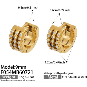 Boucles D'Oreilles Créoles Pour Femmes, En Acier Inoxydable Doré, Étanches Et Ornées De Zircon, De La Luxueuse Collection Circle h5 