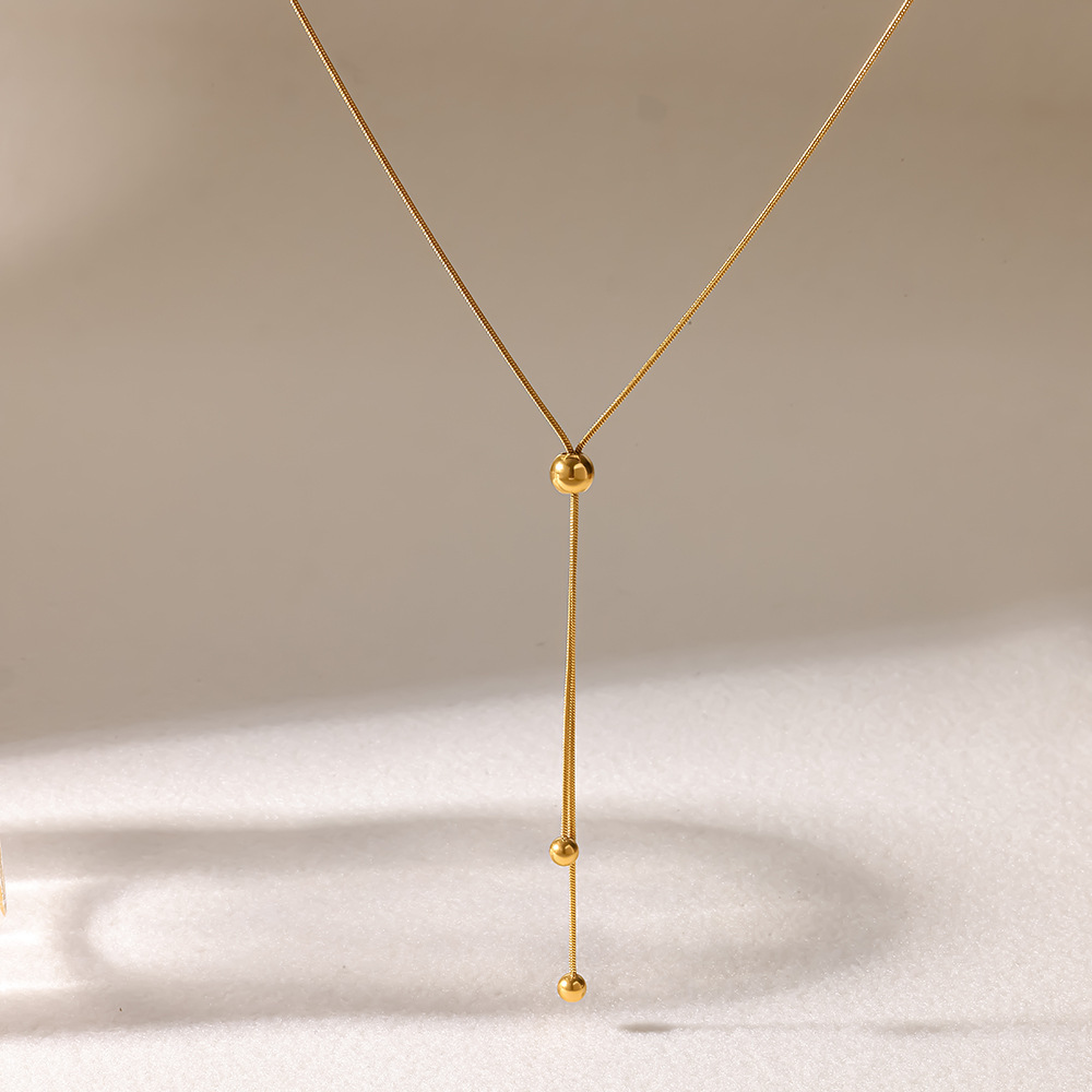 Colliers Pendentifs Unisexes Simple Series Daily Geometric Shape En Acier Inoxydable Étanche Couleur Or h5Image3