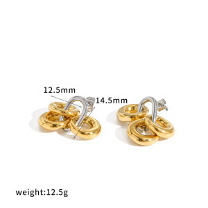 Boucles D'Oreilles Pendantes Pour Femme, En Acier Inoxydable Doré, Imperméables, De Forme Elliptique Et Ornées De Strass. h5