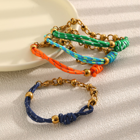 Bracelet tressé pour femme, collection romantique, en acier inoxydable, couleur or, imperméable, idéal pour les vacances.