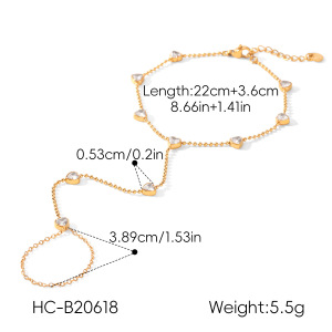 Chaîne De Poignet Pour Femme Simple Series Daily Heart En Acier Inoxydable Étanche Couleur Or Et Zircon. h5 Image2