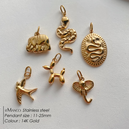 Pendentifs pour femmes, collection romantique, forme irrégulière, serpent, en acier inoxydable étanche, couleur or 2