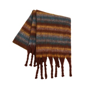 Écharpes D'Hiver Décontractées À Rayures Torsadées Et Pompons, De Couleurs Assorties, De La Collection Simple h5 