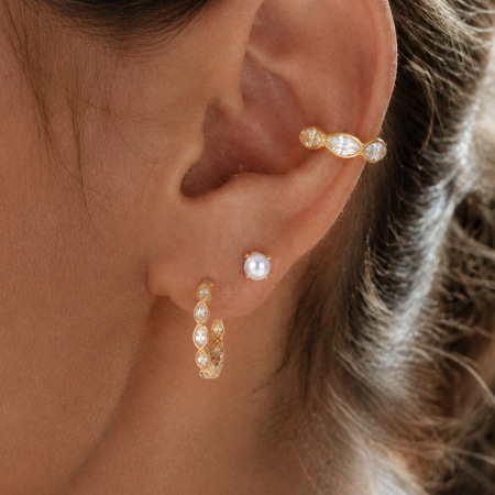 Boucles d'oreilles créoles élégantes en acier inoxydable imperméable, style patchwork simple, pour femmes 2