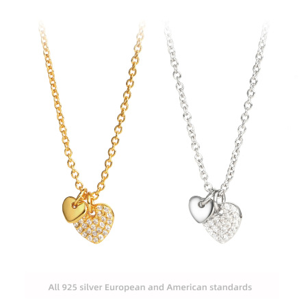 Colliers pour femmes en argent sterling 925 plaqué rhodium, collection Simple Series Elegant Heart