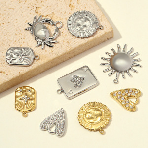 Pendentifs Diy Pour Femmes En Acier Inoxydable, Couleur Or, En Forme De Cœur Et De Soleil, Étanches, Avec Strass. h5 Image3