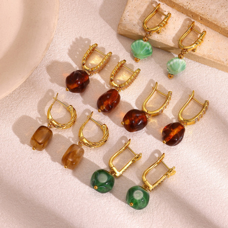 Boucles d'oreilles pendantes pour femmes, style rétro, forme irrégulière, couleur cuivre doré, collection Simple Series