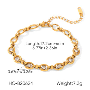 Bracelets À Maillons Pour Femmes En Acier Inoxydable Étanche, Couleur Or, Avec Zircon. h5 Image2
