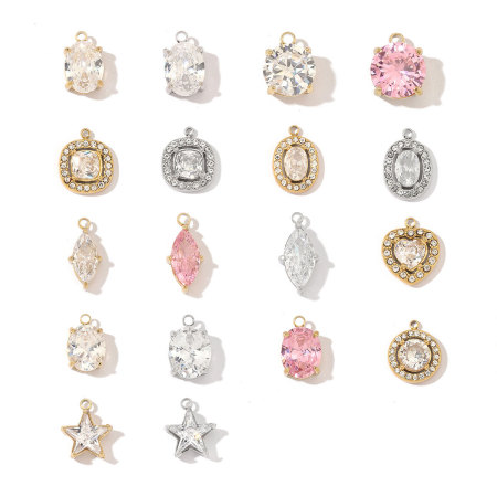 Pendentifs pour femmes en acier inoxydable, étanches, de forme géométrique simple et luxueuse, ornés de zircon.