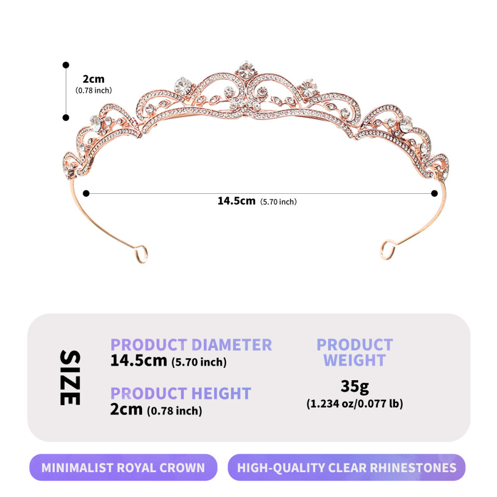 Couronnes De Cheveux Luxueuses En Alliage De Couleur Unie Et Strass, Élégantes Et Raffinées Image3
