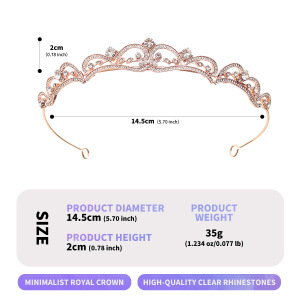 Couronnes De Cheveux Luxueuses En Alliage De Couleur Unie Et Strass, Élégantes Et Raffinées h5 Image3