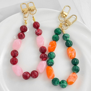 Chaîne Pour Téléphone Et Sac, Perles Décontractées De Forme Irrégulière, Couleurs Dégradées, Série Simple, En Résine. h5 Image3