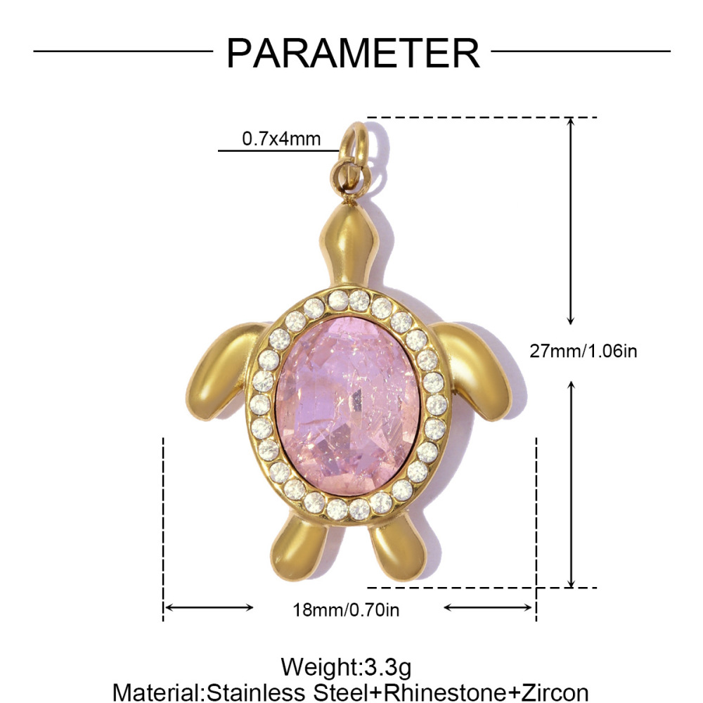 Pendentif Femme Style Vacances Océanique, En Acier Inoxydable Émaillé, Couleur Or, Orné De Strass Et De Zircon Naturel