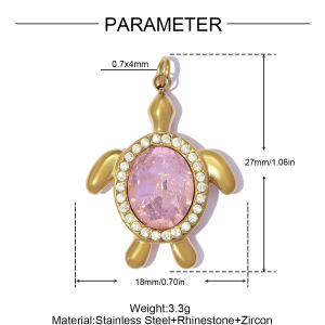 Pendentif Femme Style Vacances Océanique, En Acier Inoxydable Émaillé, Couleur Or, Orné De Strass Et De Zircon Naturel h5