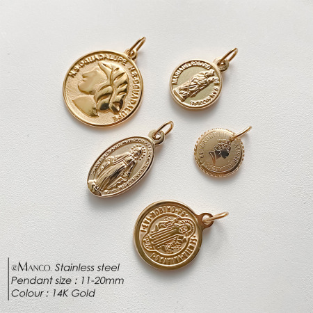Pendentifs pour femmes en acier inoxydable, forme elliptique, étanches, couleur or, de la série classique à faire soi-même 2