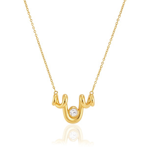 Colliers Pendentifs Pour Femmes, Collection Simple Series Casual Twist Lines, En Acier Inoxydable Étanche, Couleur Or h5 Image5