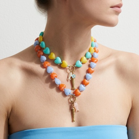 Colliers de perles pour femmes, collection romantique Sweet Heart Fish, en acrylique doré