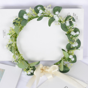 Couronne De Fleurs De Mariée En Tissu Tissé Naturel À Motif Floral Simple h5 Image4