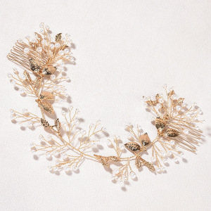 Bandeaux À Cheveux En Perles Artificielles Imitation Feuille Élégantes De La Série Luxueuse h5 