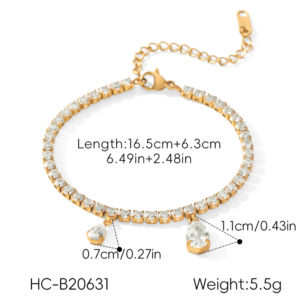 Bracelets À Breloques Pour Femmes En Acier Inoxydable Étanche, Couleur Or Et Zircon. Image2