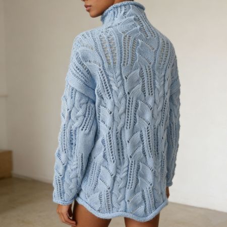 Hauts élégants minimalistes à manches longues, unis et ajourés 2