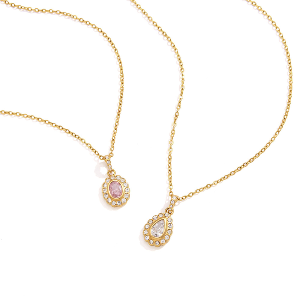 Colliers Pendentifs Pour Femmes, Collection Simple Series Retro Droplet, En Acier Inoxydable Étanche, Couleur Or Image4