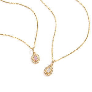 Colliers Pendentifs Pour Femmes, Collection Simple Series Retro Droplet, En Acier Inoxydable Étanche, Couleur Or h5 Image4