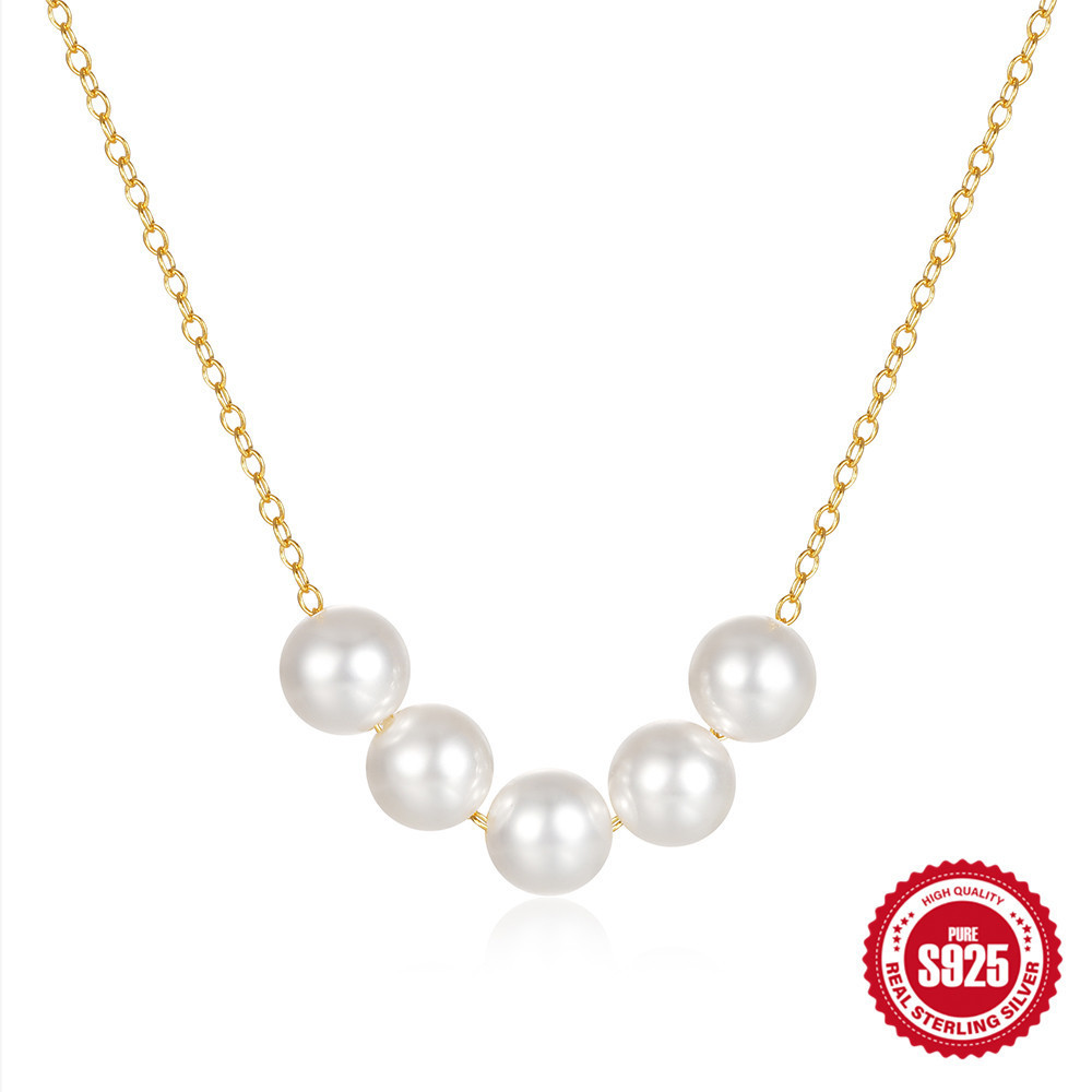 Collier De Perles Pour Femme, Collection Simple, Élégant, Perles D'Eau Douce Couleur Or