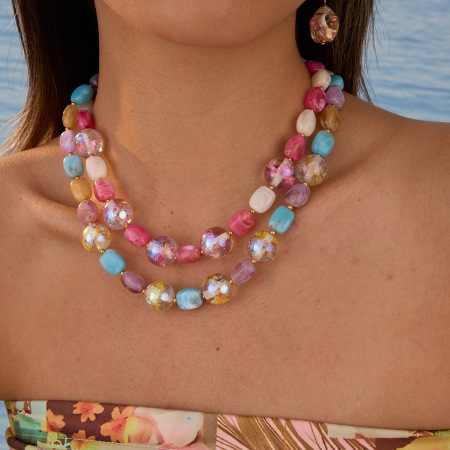 Colliers à perles en acier inoxydable imperméables, collection romantique Sweet Flower Chain