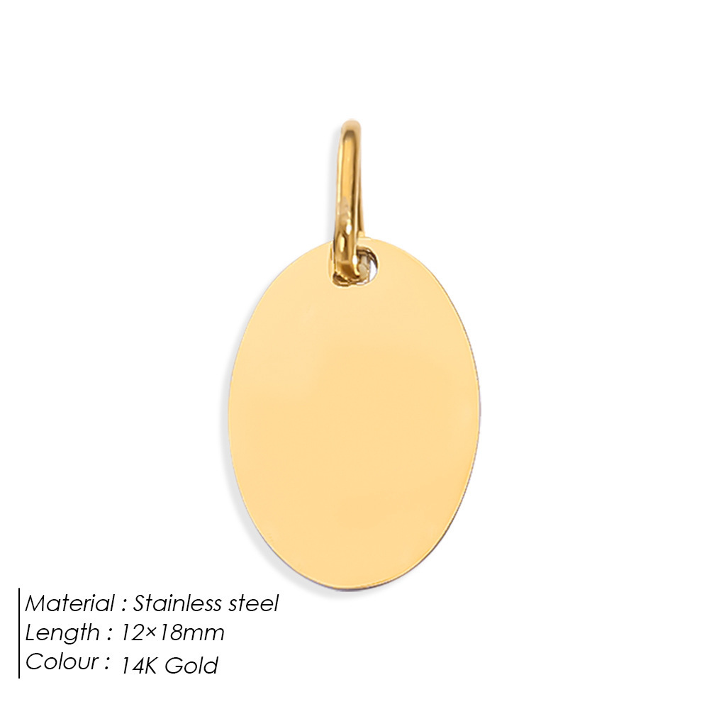 Pendentifs Pour Femmes En Acier Inoxydable, Forme Elliptique, Étanches, Couleur Or, Série Simple À Faire Soi-Même 