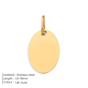 Pendentifs Pour Femmes En Acier Inoxydable, Forme Elliptique, Étanches, Couleur Or, Série Simple À Faire Soi-Même h5 
