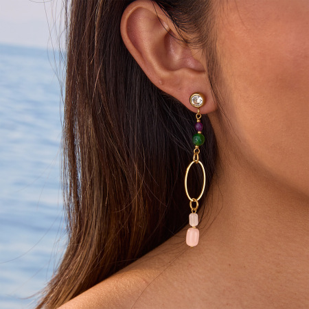Boucles d'oreilles pendantes pour femmes, modèle Daily Tassel, en acier inoxydable, étanches, couleur or, de la collection Simple Series.