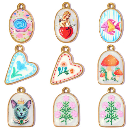 Pendentifs pour femmes en acier inoxydable, couleur or, motif cœur et animal, collection romantique