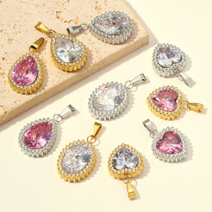 Pendentifs De Luxe En Forme De Cœur, En Acier Inoxydable, Couleur Or, Étanches, Ornés De Strass Et De Zircon, Pour Femmes, À Faire Soi-Même. h5 Image3
