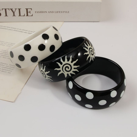 Bracelets pour femmes en résine à motif pois soleil punk