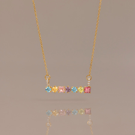 Colliers pendentifs pour femmes, luxueux, rectangulaires, en acier inoxydable, couleur or, avec zircon, motif patchwork doux. 2