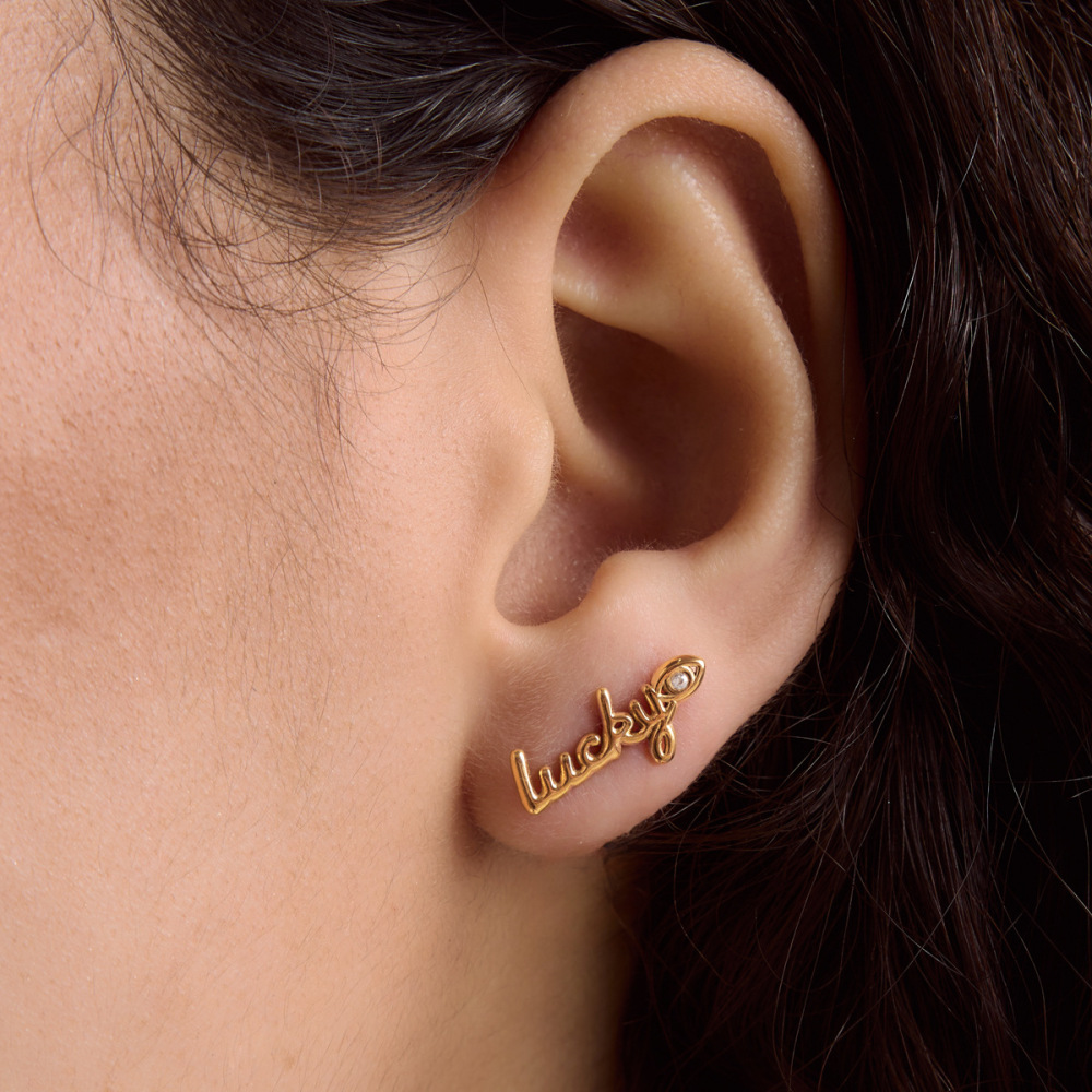 Ensembles De Colliers Pour Femmes Simple Series Simple Letter En Acier Inoxydable Étanche Couleur Or Et Zircon h5Image4