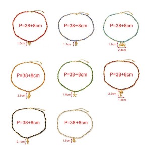 Colliers De Perles Pour Femmes, Style Océanique, Collection Simple, En Acier Inoxydable, Couleur Or, Avec Poissons Et Perles En Forme De Poisson. h5 Image5
