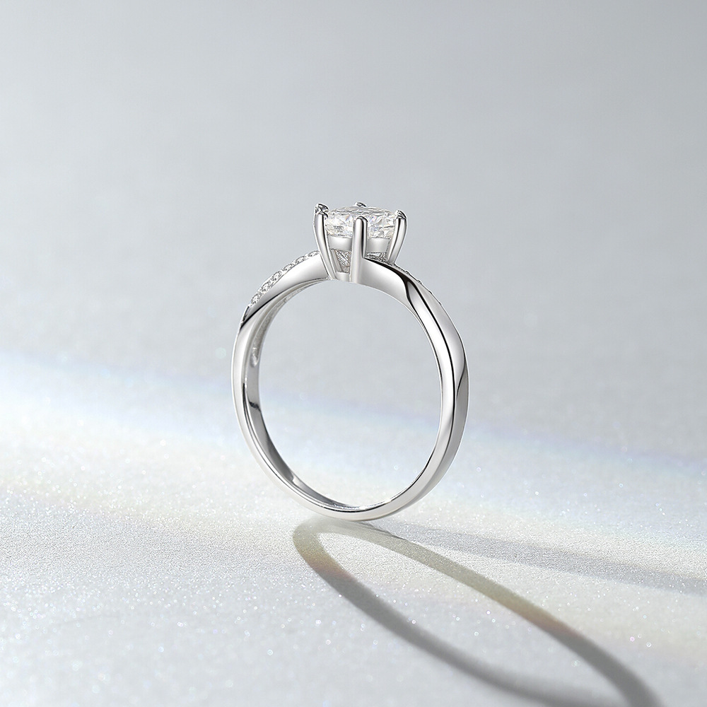 Bagues Pour Femmes En Moissanite, Plaquées Platine, Forme Simple Et Irrégulière, Collection Luxueuse h5Image3