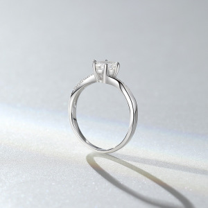 Bagues Pour Femmes En Moissanite, Plaquées Platine, Forme Simple Et Irrégulière, Collection Luxueuse h5 Image3