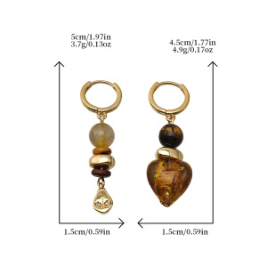 Boucles D'Oreilles Bohèmes Ethniques En Perles Et Pierres Naturelles Pour Femmes h5